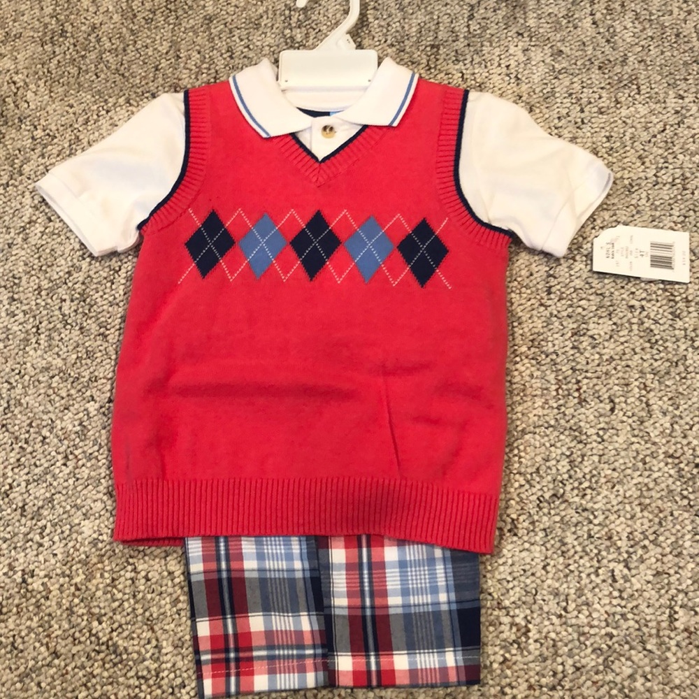 Boys summer sweater vest/shirt outfit